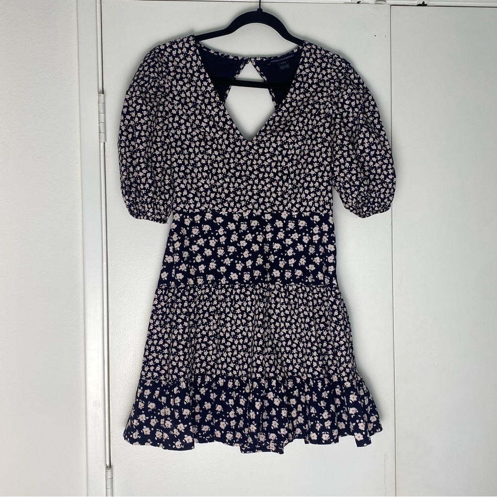 French Connection puff sleeve whimsy floral mini dress in blue size 6 - Picture 6 of 13